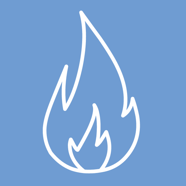 white flame outline icon