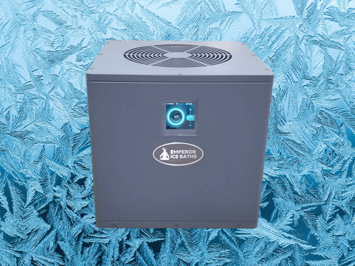 cooler unit on blue ice background
